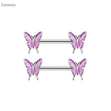 Leosoxs 2pcs Oil Dripping Butterfly Breast Nail Piercing