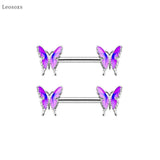 Leosoxs 2pcs Oil Dripping Butterfly Breast Nail Piercing