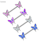 Leosoxs 2pcs Oil Dripping Butterfly Breast Nail Piercing