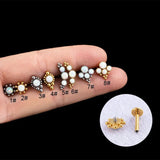 Miqiao 1 Pair 1.2X8MM Stainless Steel Inner Tooth Screw Gem Lip Stud