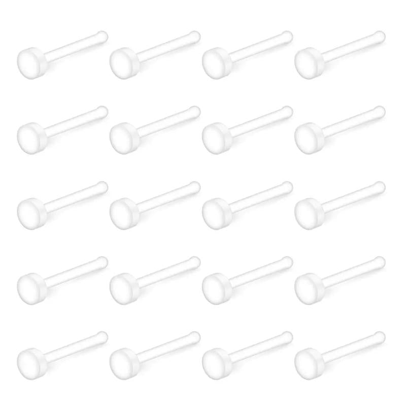 20PCS Clear Bioflex Nose Bone Ring Stud 20G 18G Retainer Body Jewelry