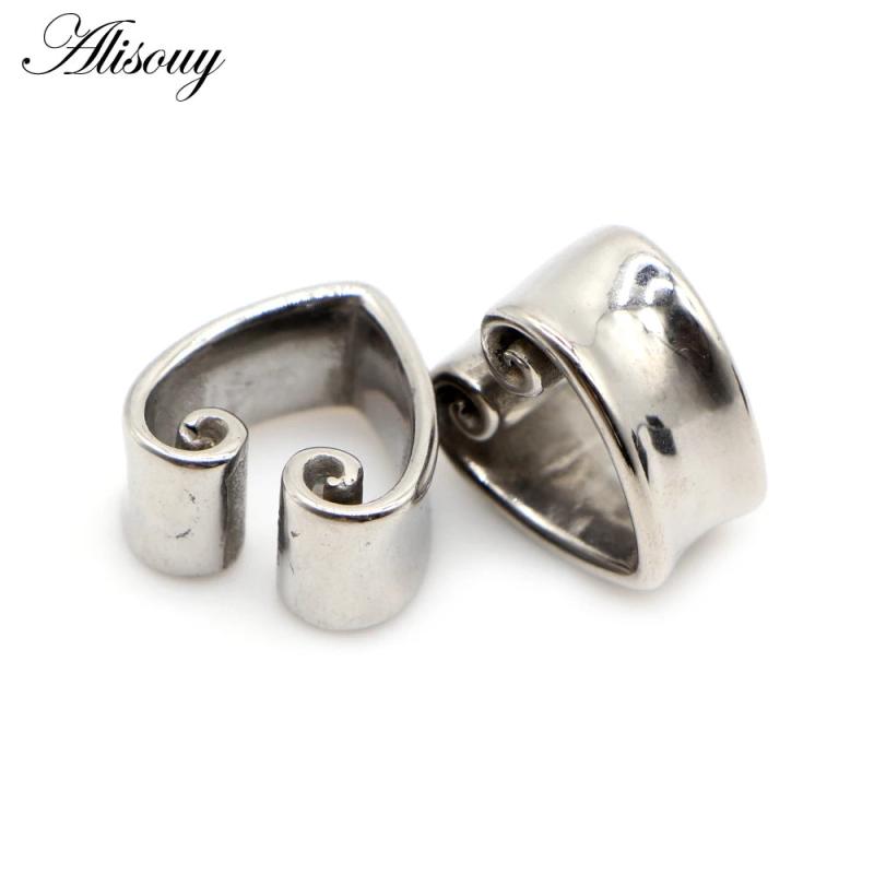 Heart-Shape Notch Ear Piercing Plugs Stainless Steel Earrings