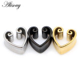 Heart-Shape Notch Ear Piercing Plugs Stainless Steel Earrings
