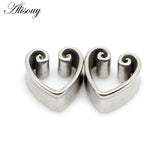 Heart-Shape Notch Ear Piercing Plugs Stainless Steel Earrings