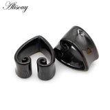 Heart-Shape Notch Ear Piercing Plugs Stainless Steel Earrings