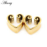 Heart-Shape Notch Ear Piercing Plugs Stainless Steel Earrings