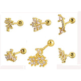 6 Pcs Stainless Steel Flower Ear Stud Earrings for Women