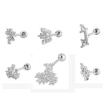 6 Pcs Stainless Steel Flower Ear Stud Earrings for Women