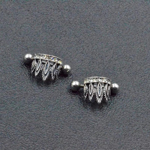 Feather Zircon Nipple Rings 2pc