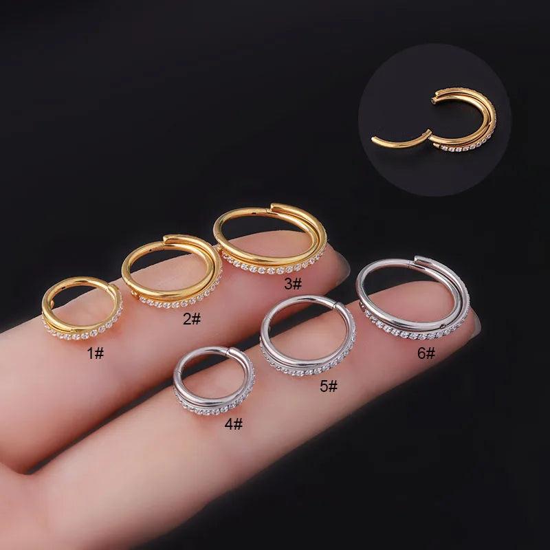 16G Stainless Steel Cz Cross Hoop Nose Rings Cartilage Earrings