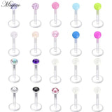 Miqiao 20pcs Acrylic Glitter Lip Nails Piercing Jewelry Set
