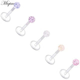 Miqiao 20pcs Acrylic Glitter Lip Nails Piercing Jewelry Set