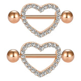 14G 16mm Nipple Rings Surgical Steel Heart Pair