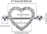 14G 16mm Nipple Rings Surgical Steel Heart Pair