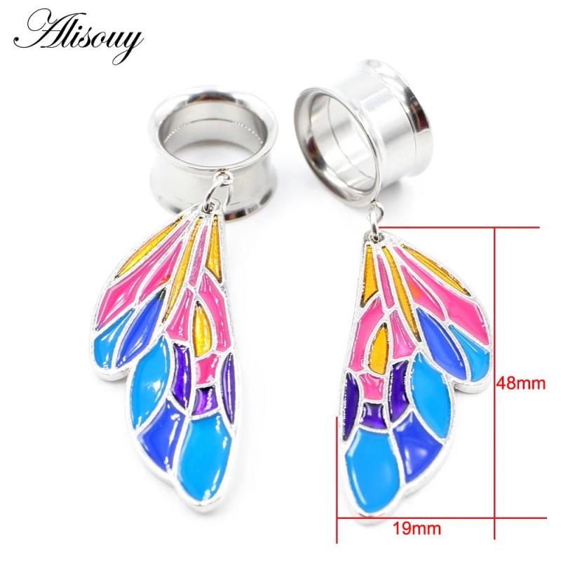 2PC Stainless Steel Earrings Ear Drops Gauges Body Piercing