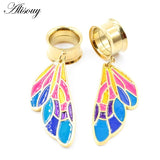 2PC Stainless Steel Earrings Ear Drops Gauges Body Piercing