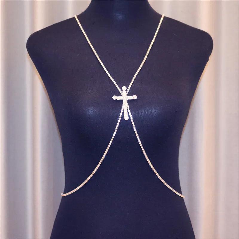 Rhinestone Chain Body Harness for Women Sexy bikini Crystal Body Chain