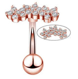 Flower Shape Curved Bar Cartilage Earrings Stud with Clear CZ