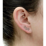 Flower Shape Curved Bar Cartilage Earrings Stud with Clear CZ