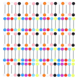100Pcs Acrylic Tongue Piercing Surgical Steel Bar Body Jewelry Gift 14G