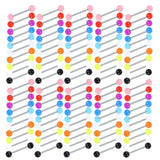 100Pcs Acrylic Tongue Piercing Surgical Steel Bar Body Jewelry Gift 14G
