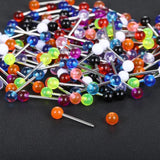 100Pcs Acrylic Tongue Piercing Surgical Steel Bar Body Jewelry Gift 14G