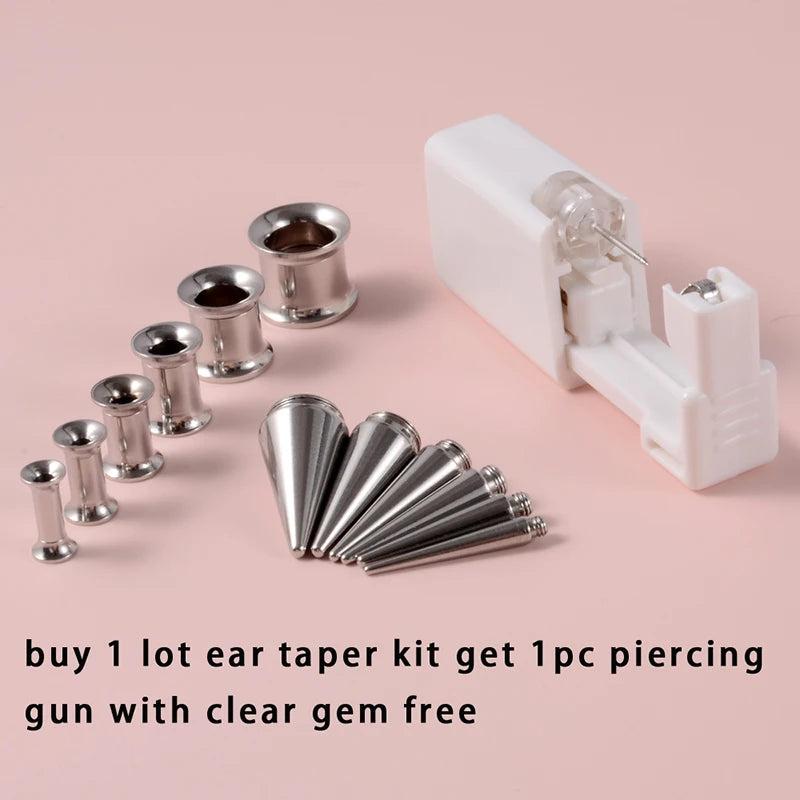 6 pc/set 2-in-1 Ear Taper Tunnel Gauge Kit Piercing Body Jewelry