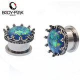 Opal Crown Ear Piercing Plugs Scallop Earring Tunnel Oorbel