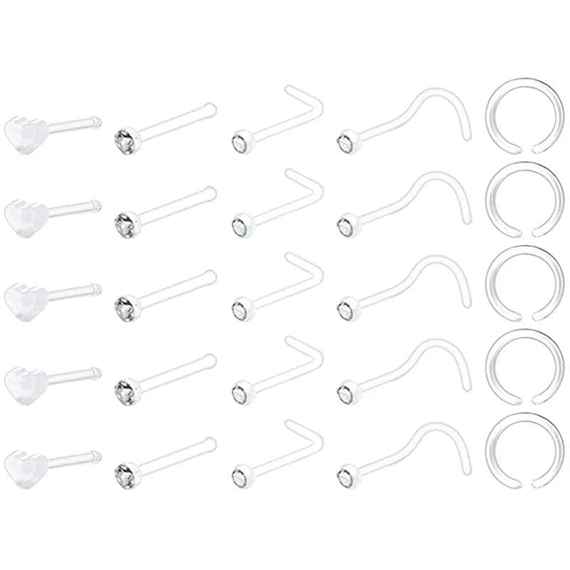 Clear Skin Nose Rings Retainers Flexible Bioflex Studs Body Piercing