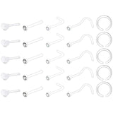 Clear Skin Nose Rings Retainers Flexible Bioflex Studs Body Piercing