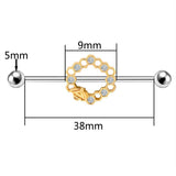 Honeycomb Stainless Steel Industrial Barbell Bee Piercing