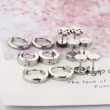 6 Pairs Surgical Steel CZ Ear Studs Rings Punk Body Piercing Jewelry