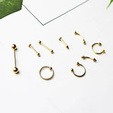 Punk Kpop Piercing Jewelry Set, Stainless Steel, 9 Pieces