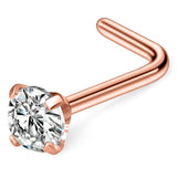 20G Surgical Steel CZ Nose Stud Rings L Shaped Piercing Jewelry 1-6PCS