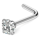20G Surgical Steel CZ Nose Stud Rings L Shaped Piercing Jewelry 1-6PCS
