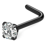 20G Surgical Steel CZ Nose Stud Rings L Shaped Piercing Jewelry 1-6PCS