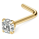 20G Surgical Steel CZ Nose Stud Rings L Shaped Piercing Jewelry 1-6PCS