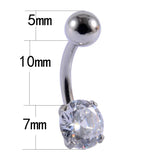 6Pcs Zircon Navel Piercing Steel Heart Belly Button Rings