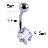 6Pcs Zircon Navel Piercing Steel Heart Belly Button Rings
