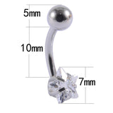 6Pcs Zircon Navel Piercing Steel Heart Belly Button Rings