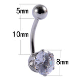 6Pcs Zircon Navel Piercing Steel Heart Belly Button Rings