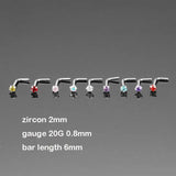 9PCS Zircon Crystal Nose Rings Nose Studs L Shape Nose Piercing Jewelry 20G