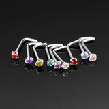 9PCS Zircon Crystal Nose Rings Nose Studs L Shape Nose Piercing Jewelry 20G