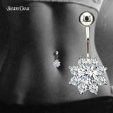 Flower Belly Button Ring Navel Piercing Surgical Steel CZ Body Jewelry