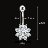 Flower Belly Button Ring Navel Piercing Surgical Steel CZ Body Jewelry