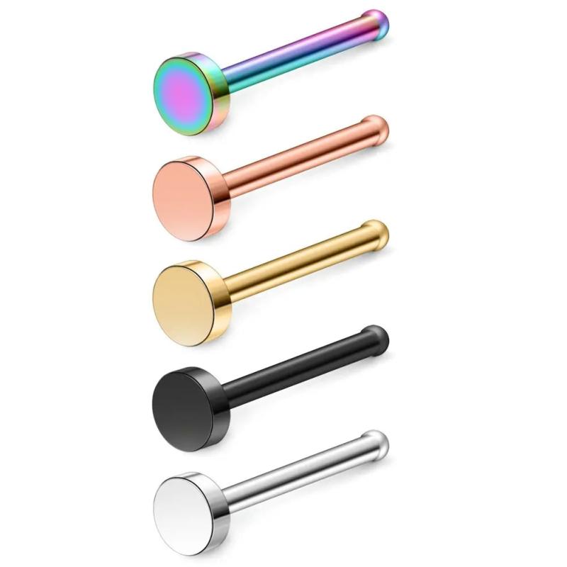 5 Surgical Steel Nose Studs 1.5-3mm Flat Piercing 22G 20G 18G