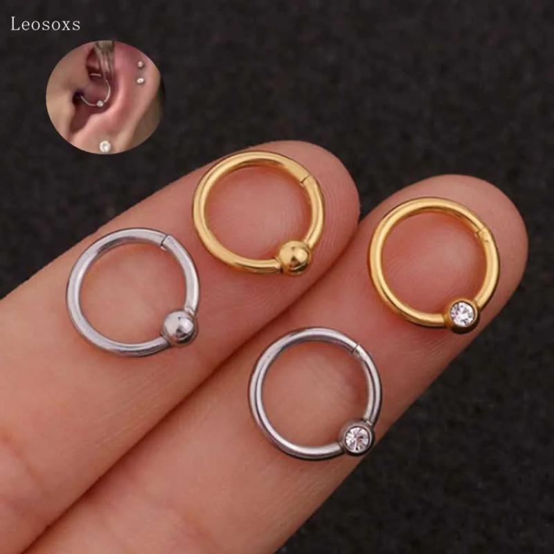 Leosoxs Zircon Ear Bone Ring Stainless Steel Piercing Jewelry