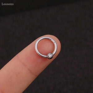 Leosoxs Zircon Ear Bone Ring Stainless Steel Piercing Jewelry