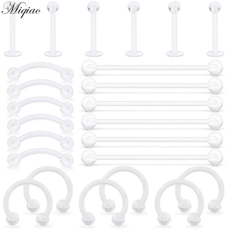 Miqiao 24pcs Acrylic Soft Rod Invisible Nail Body Piercing Jewelry