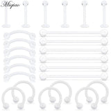 Miqiao 24pcs Acrylic Soft Rod Invisible Nail Body Piercing Jewelry